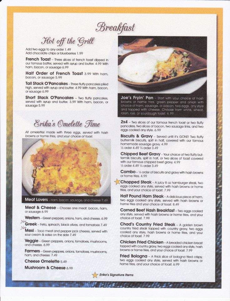 Erika's Place - Westfield, IN menu_pic