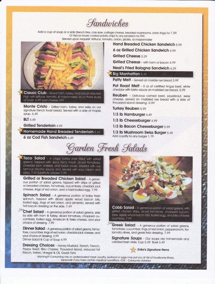 Erika's Place - Westfield, IN menu_pic