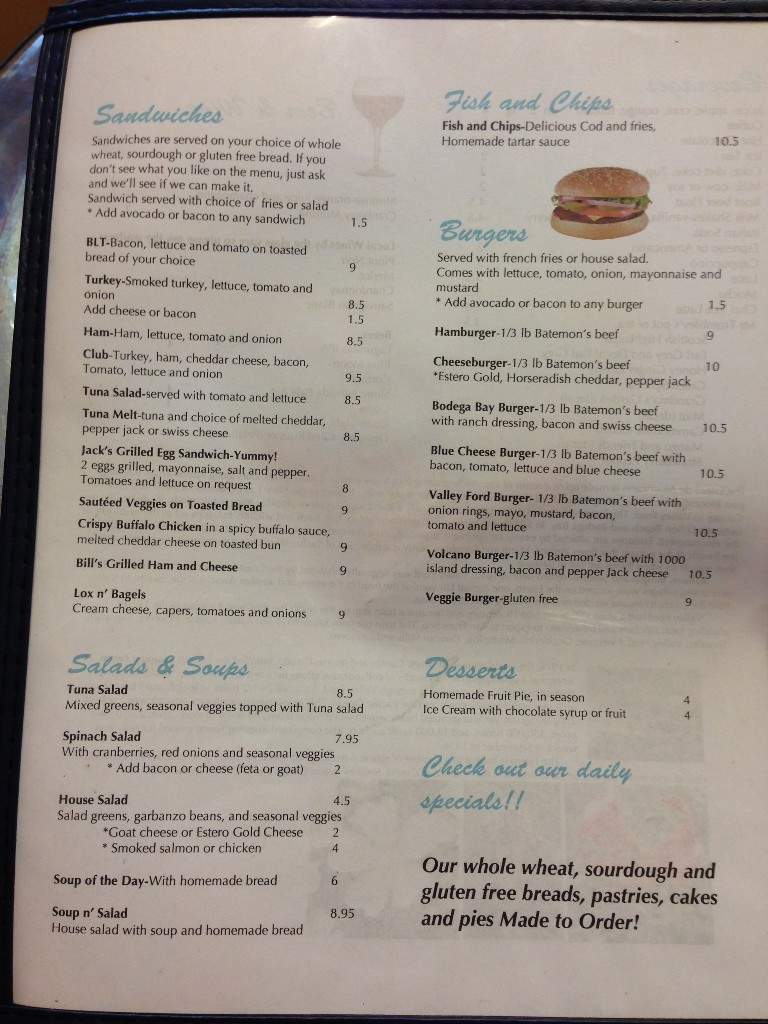 Estero Cafe - Valley Ford, CA menu_pic