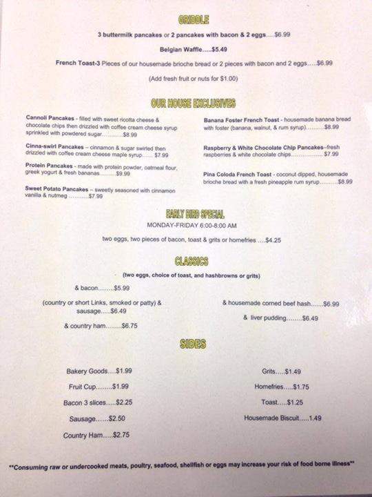 Eternal Sunshine Cafe - Wilmington, NC menu_pic
