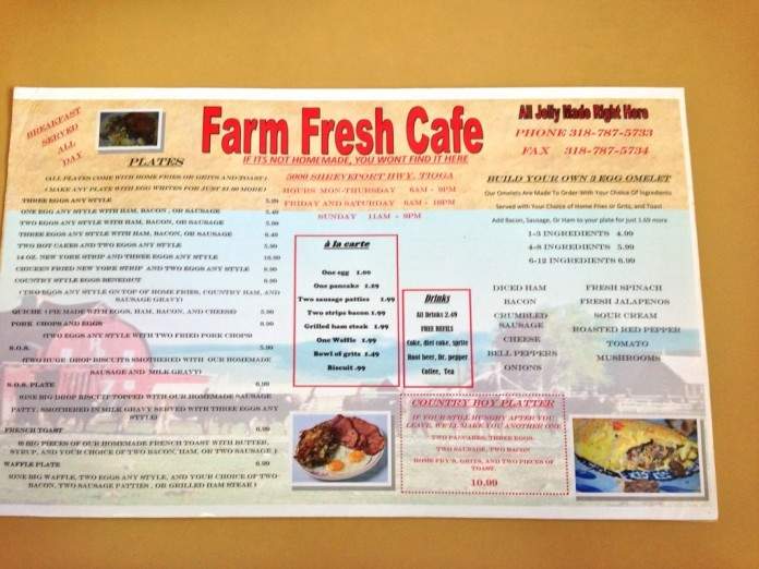Farm Fresh Cafe - Pineville, LA menu_pic