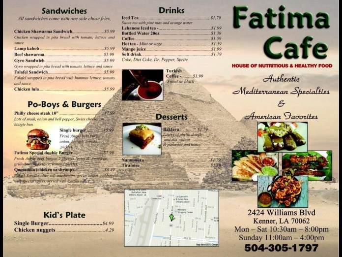 Fatima Cafe - Kenner, LA menu_pic