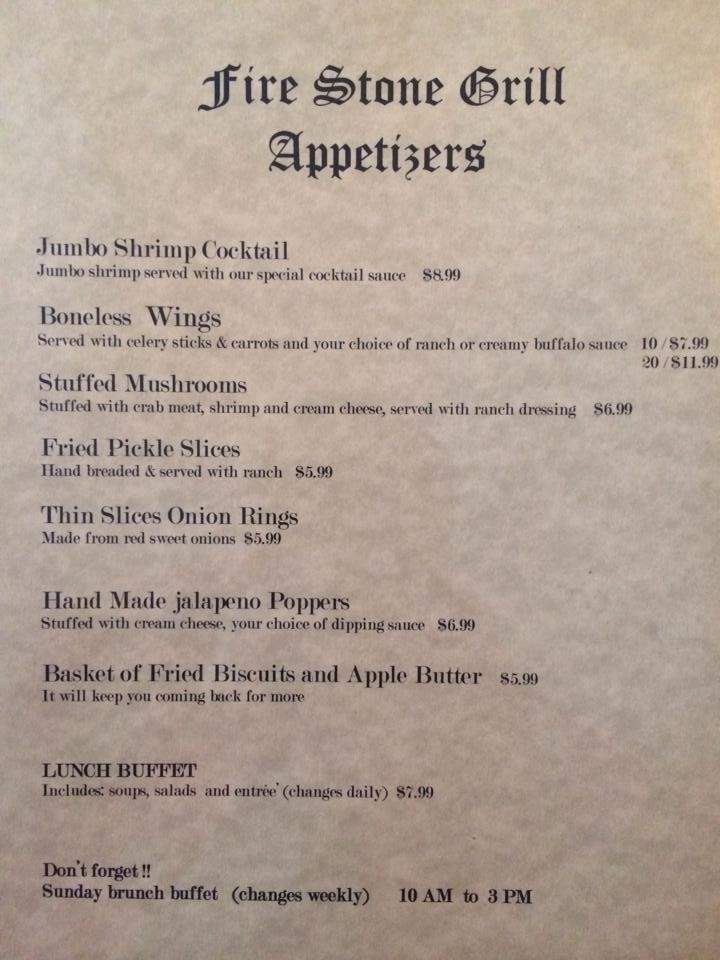 Fire Stone Grill - Logansport, IN menu_pic