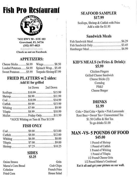 Fish Pro - Groveland, FL menu_pic