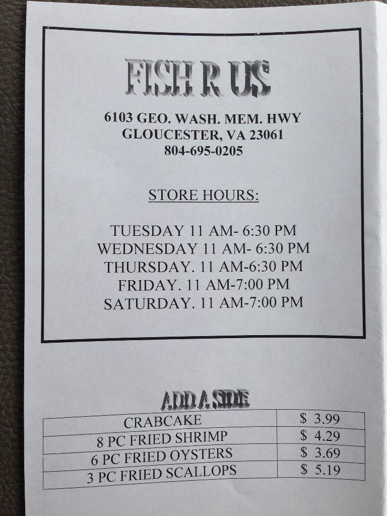Fish R Us - Gloucester Courthouse, VA menu_pic