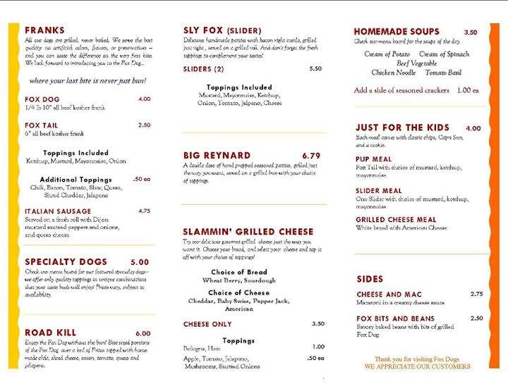 Fox Dogs - Knoxville, TN menu_pic