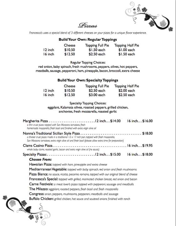 Francesca's Pizza and Wine Bar - Royal Palm Beach, FL menu_pic