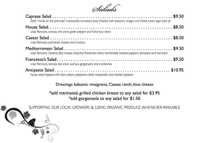 Francesca's Pizza and Wine Bar - Royal Palm Beach, FL menu_pic