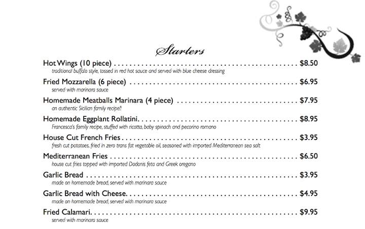 Francesca's Pizza and Wine Bar - Royal Palm Beach, FL menu_pic