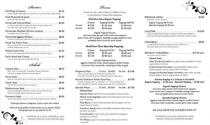 Francesca's Pizza and Wine Bar - Royal Palm Beach, FL menu_pic