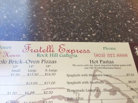 Fratelli Express - Rock Hill, SC menu_pic