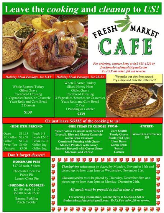 Fresh Market cafe - Tupelo, MS menu_pic