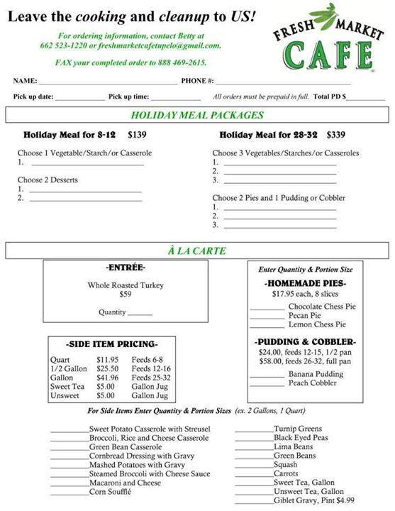 Fresh Market cafe - Tupelo, MS menu_pic