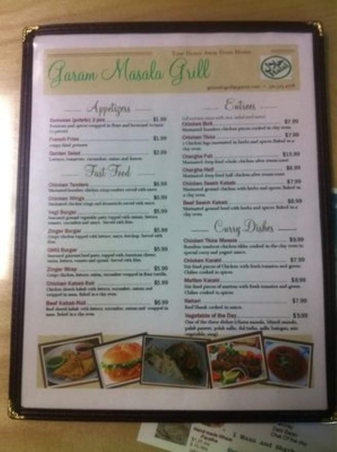Garam Masala Grill - Lomita, CA menu_pic