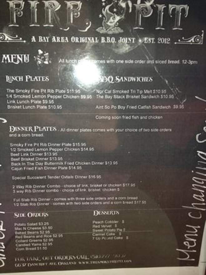 Genny's BBQ - Oakland, CA menu_pic