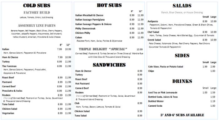 Gerry's Sandwich Factory - Casselberry, FL menu_pic