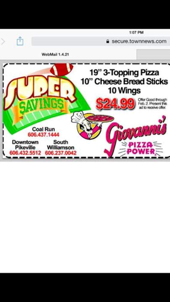 Giovanni's Buffet & Fun Center - Pikeville, KY menu_pic