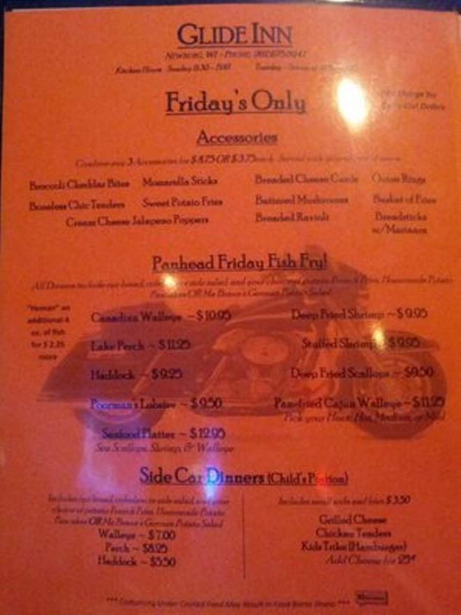 Glide Inn - Kewaskum, WI menu_pic