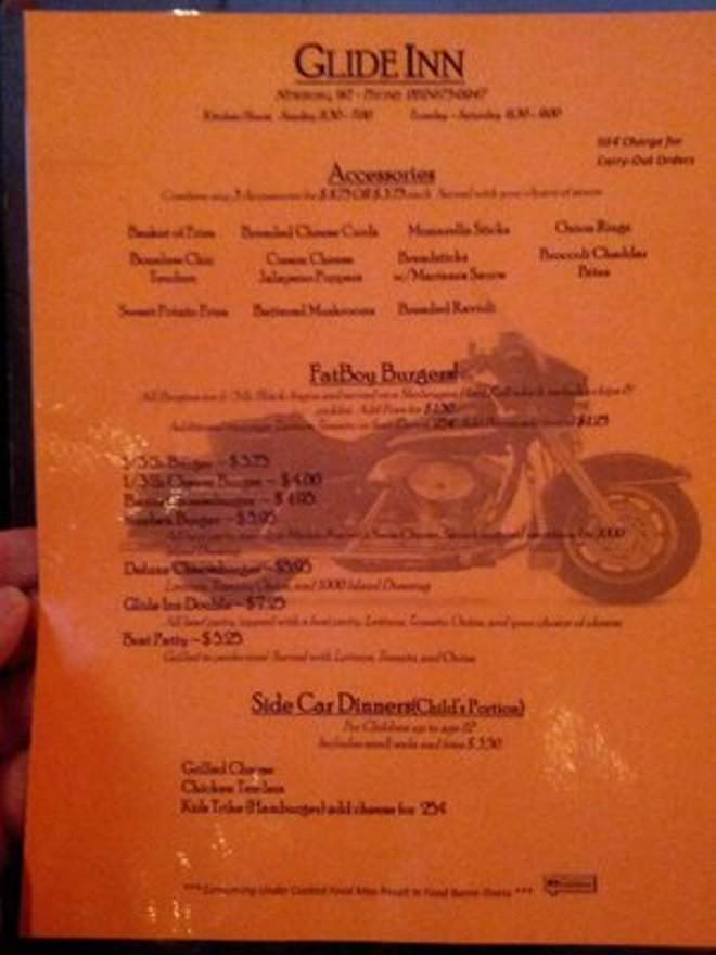 Glide Inn - Kewaskum, WI menu_pic