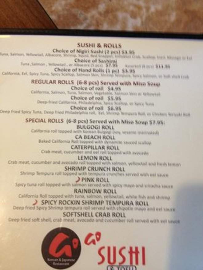 Go Go Sushi & Tofu Korean & Japanese Restaurant - San Diego, CA menu_pic