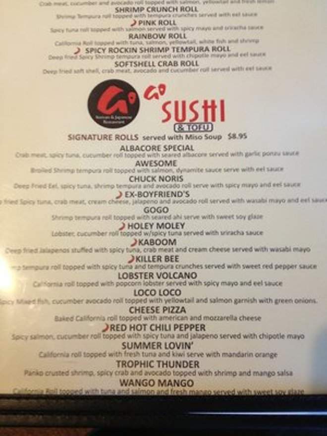Go Go Sushi & Tofu Korean & Japanese Restaurant - San Diego, CA menu_pic