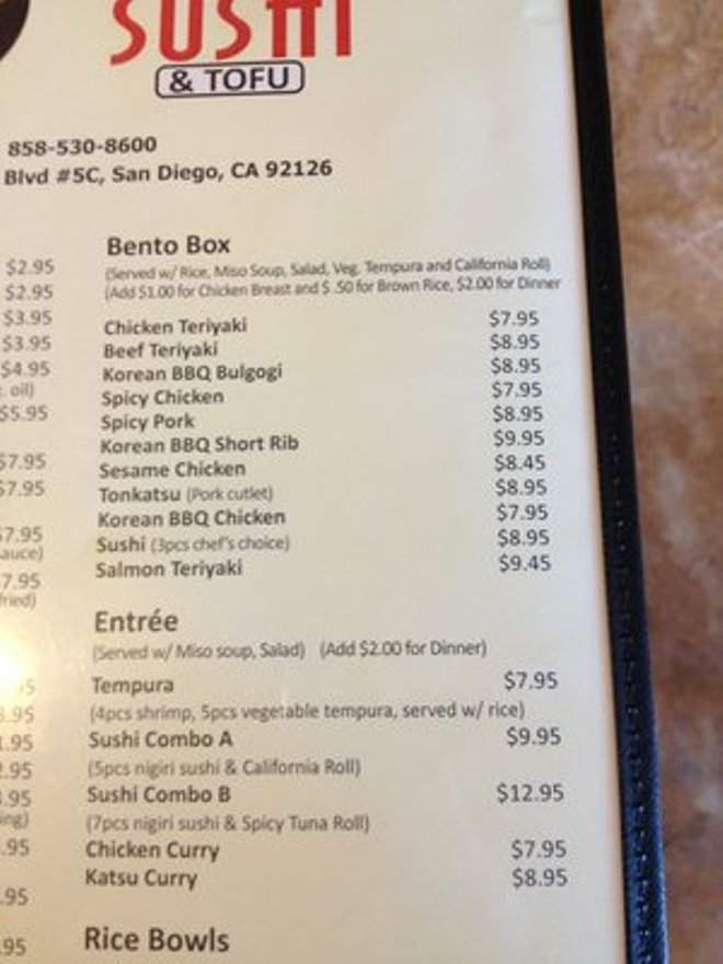 Go Go Sushi & Tofu Korean & Japanese Restaurant - San Diego, CA menu_pic