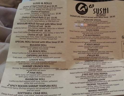 Go Go Sushi & Tofu Korean & Japanese Restaurant - San Diego, CA menu_pic