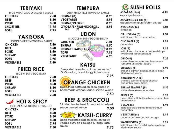 Gogo Teriyaki - Portland, OR menu_pic