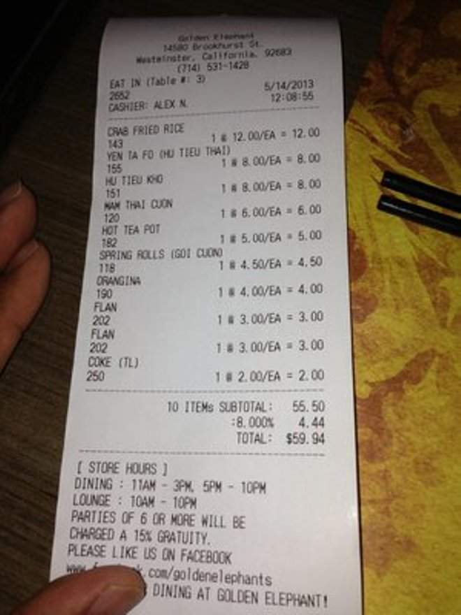 Golden Elephant - Westminster, CA menu_pic