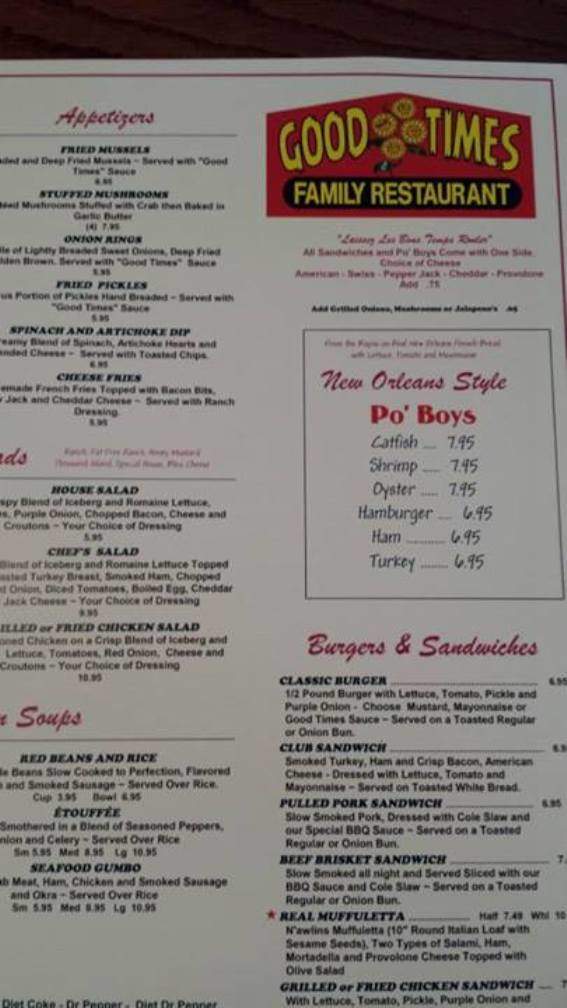 Good Times Family Restaurant - Heber Springs, AR menu_pic