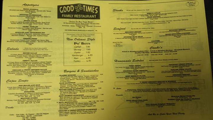Good Times Family Restaurant - Heber Springs, AR menu_pic
