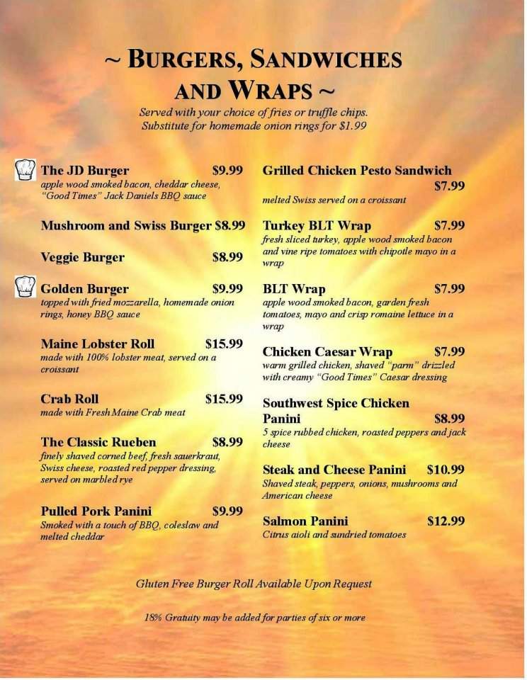 Good Times Restaurant - North Conway, NH menu_pic