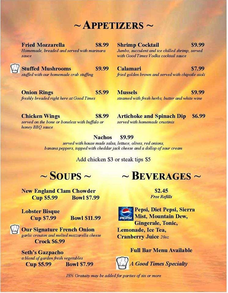 Good Times Restaurant - North Conway, NH menu_pic
