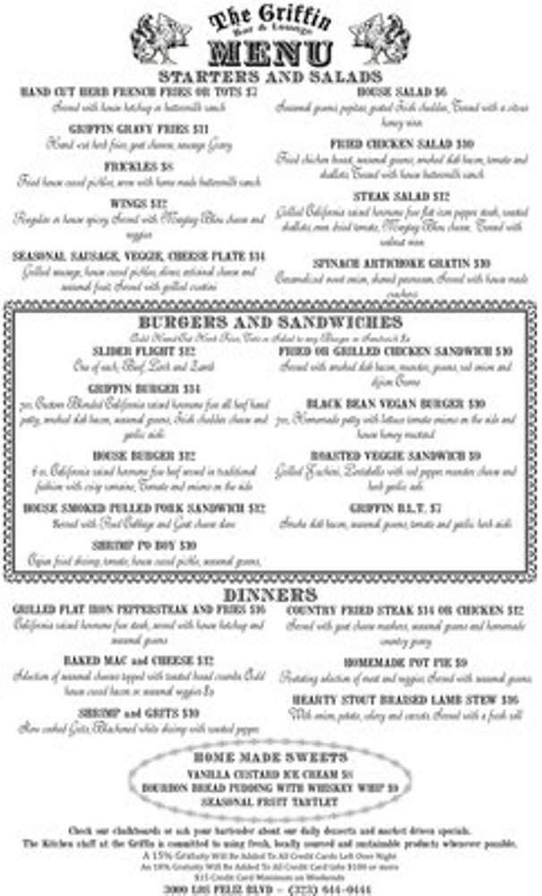 Griffin - Los Angeles, CA menu_pic