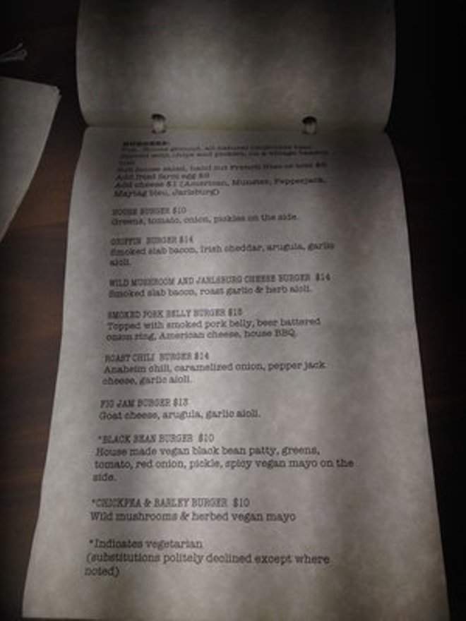 Griffin - Los Angeles, CA menu_pic