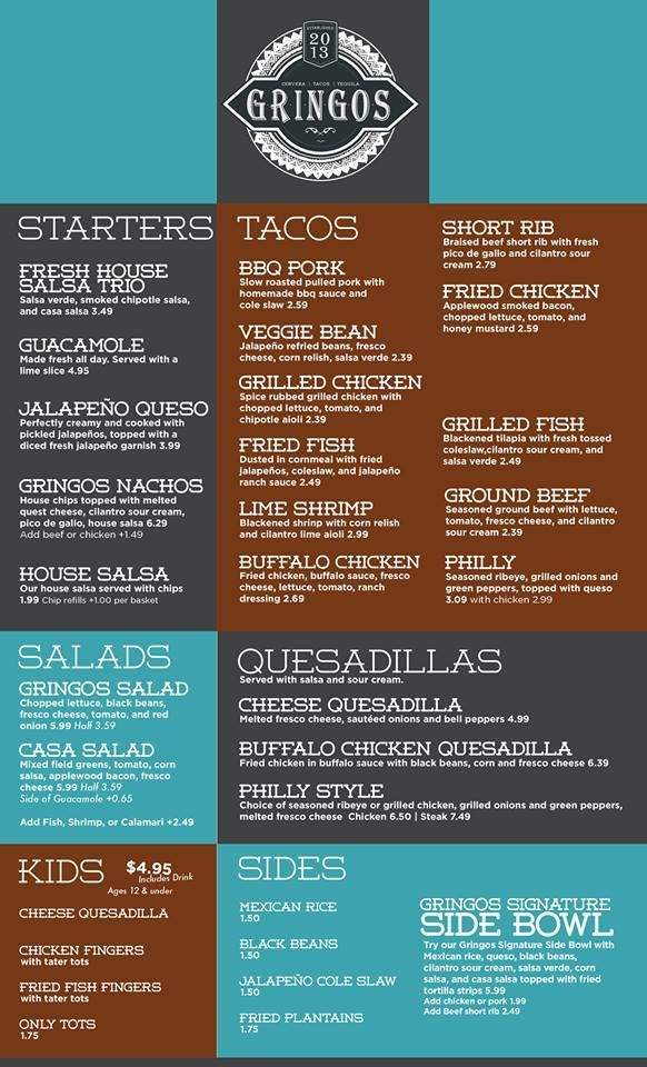 Gringo's Taqueria - Milledgeville, GA menu_pic