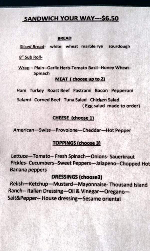 G's Country Store & Deli - Saluda, VA menu_pic