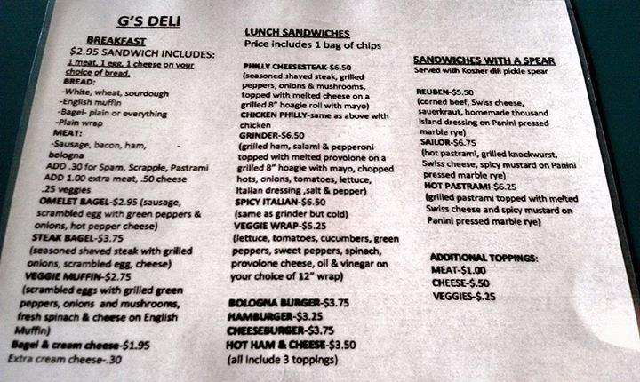 G's Country Store & Deli - Saluda, VA menu_pic