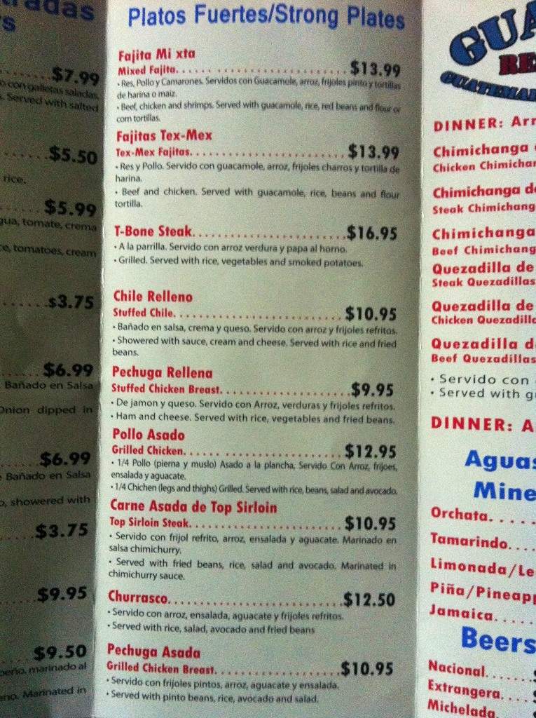 Guatemex Restaurant - Indiantown, FL menu_pic