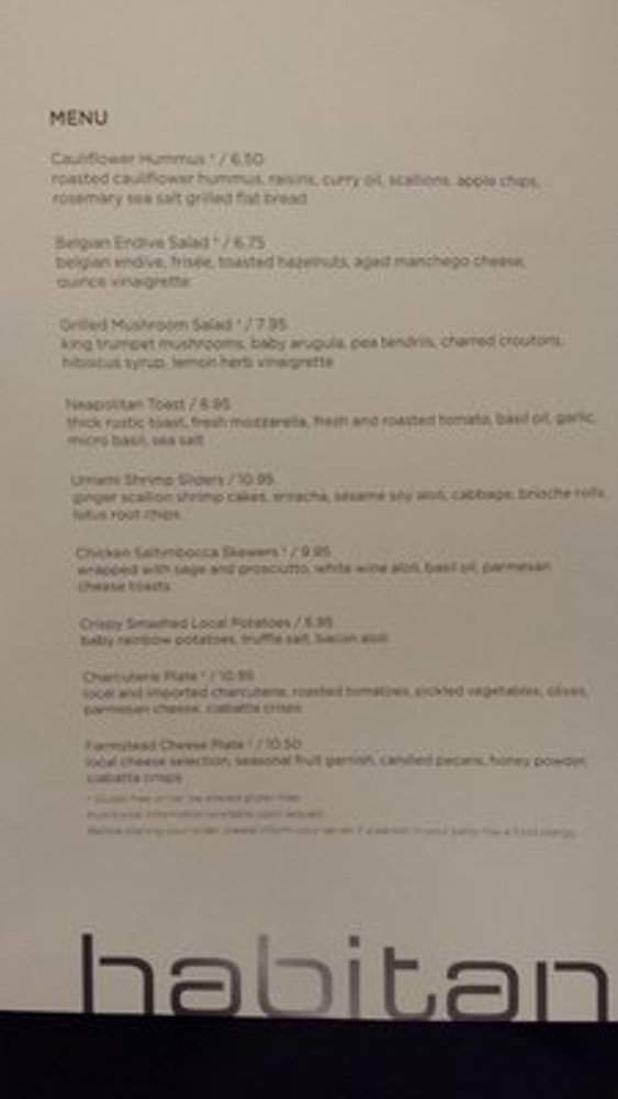 Habitant - Bellevue, WA menu_pic