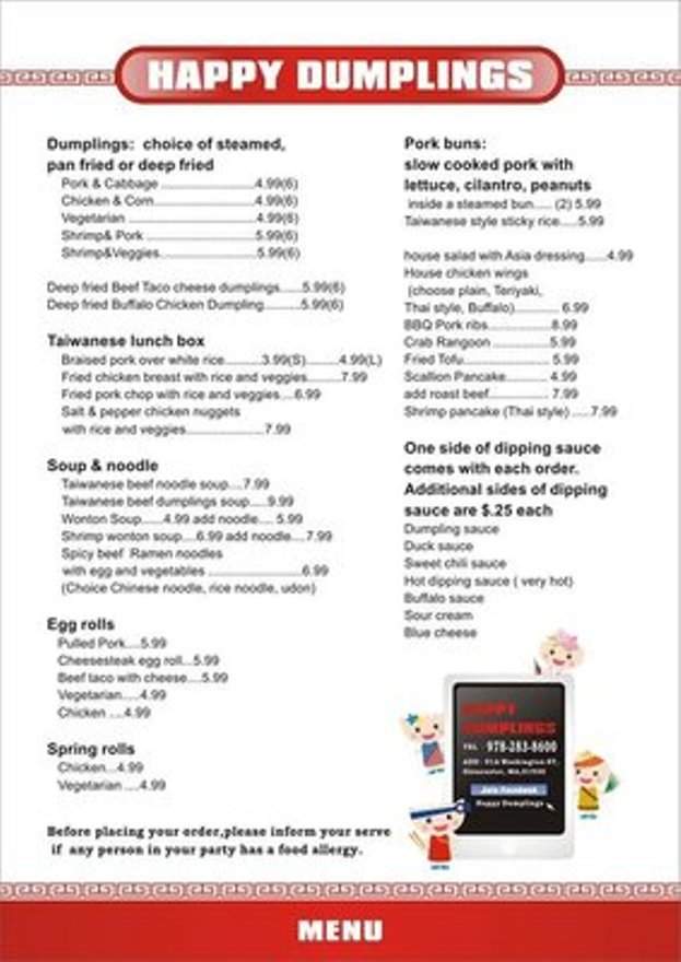 Happy Dumplings - Gloucester, MA menu_pic