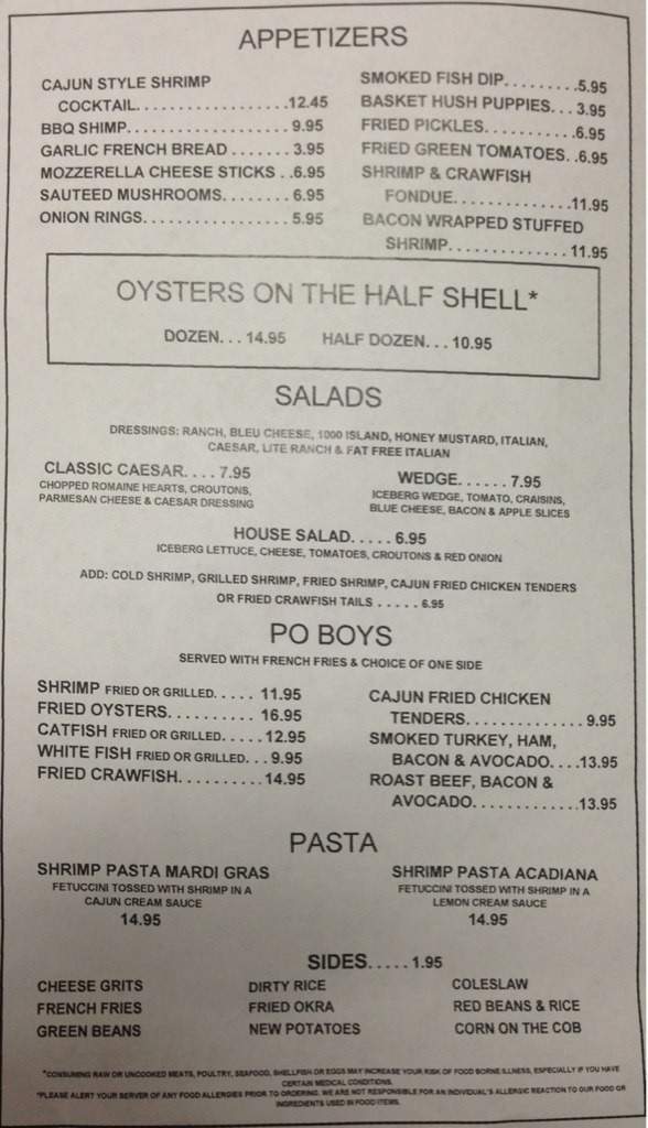 Happy's Fish House - Tyler, TX menu_pic