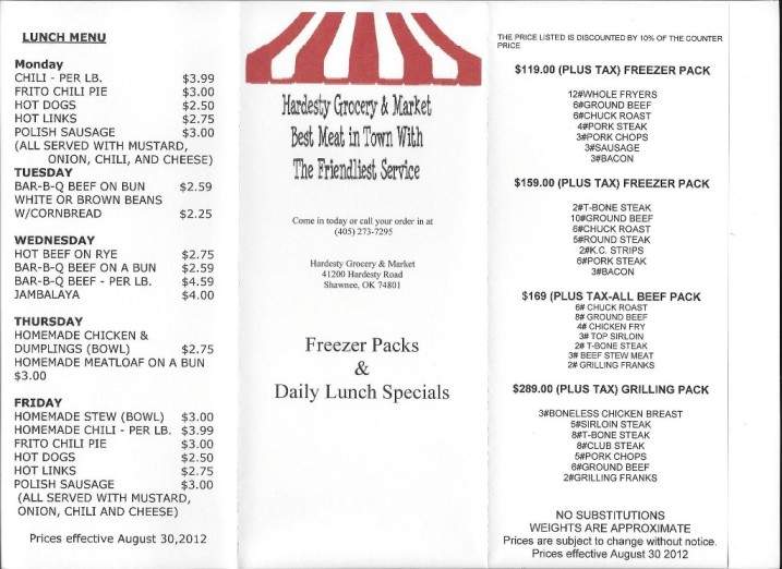 Hardesty Grocery - Shawnee, OK menu_pic