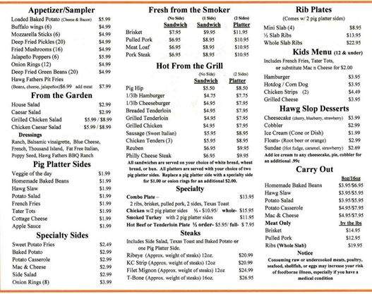 Hawg Fathers BBQ - Macon, MO menu_pic