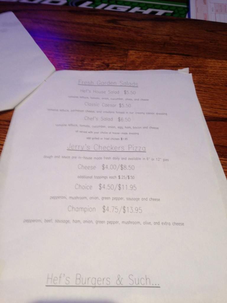 Hef's - Spruce Pine, NC menu_pic