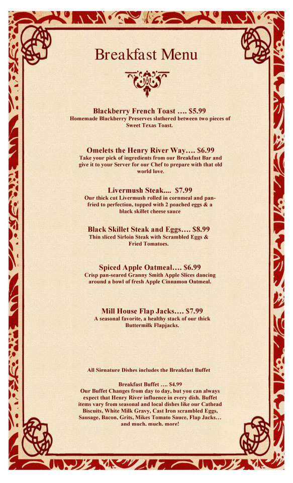 Henry River Way - Hildebran, NC menu_pic