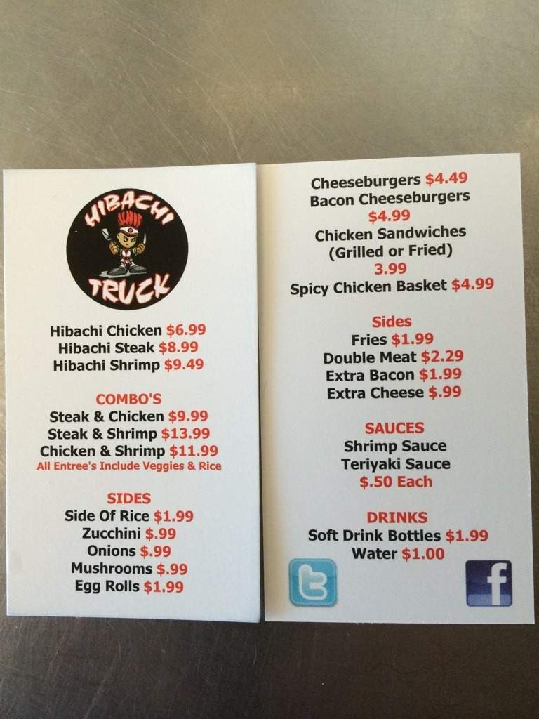 Hibachi Truck - Oliver Springs, TN menu_pic