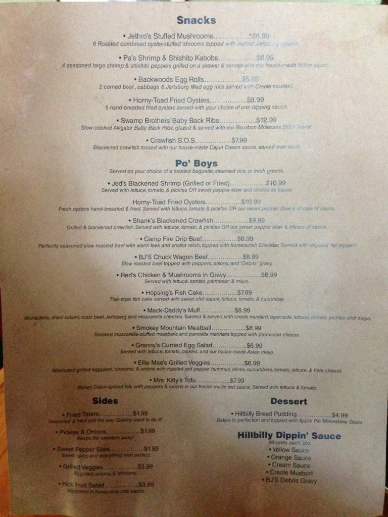 Hillbilly Po'boys and Oysters - Oklahoma City, OK menu_pic