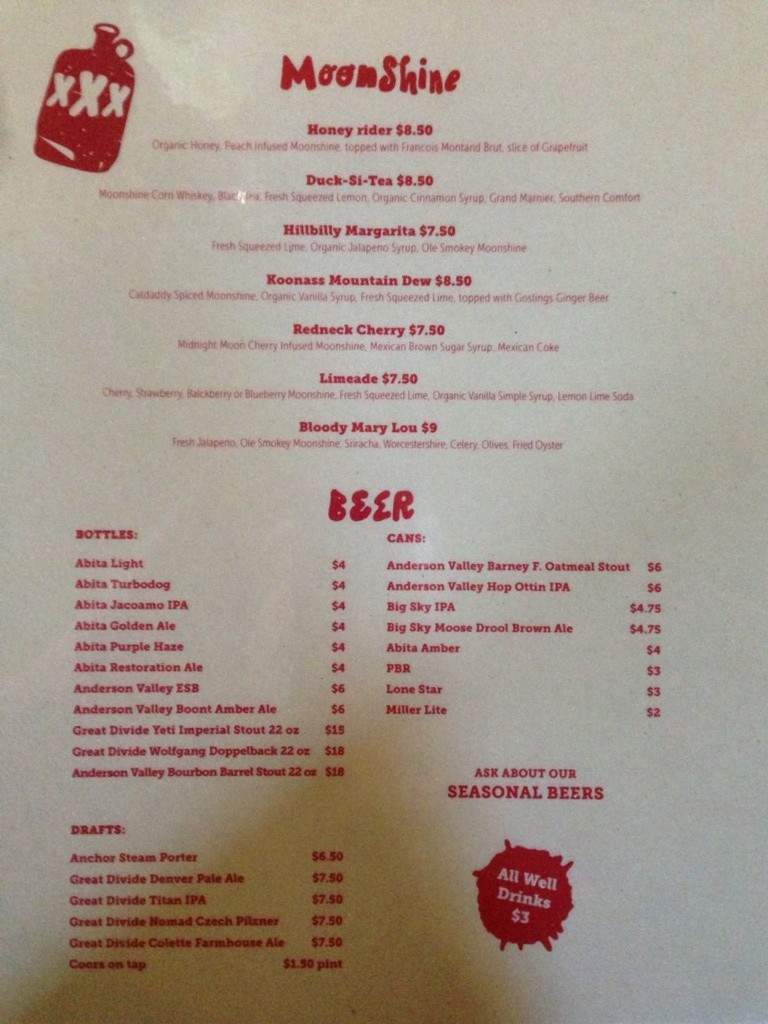 Hillbilly Po'boys and Oysters - Oklahoma City, OK menu_pic