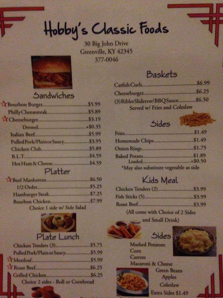 Hobby's Classic Foods - Greenville, KY menu_pic